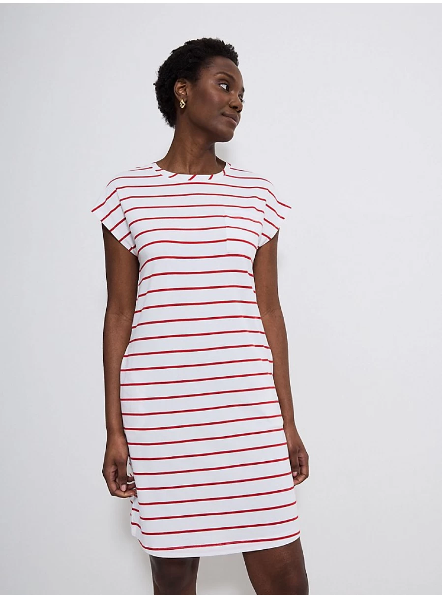 Women's Red Stripe Mini T-Shirt Dress with Pocket | George at Asda