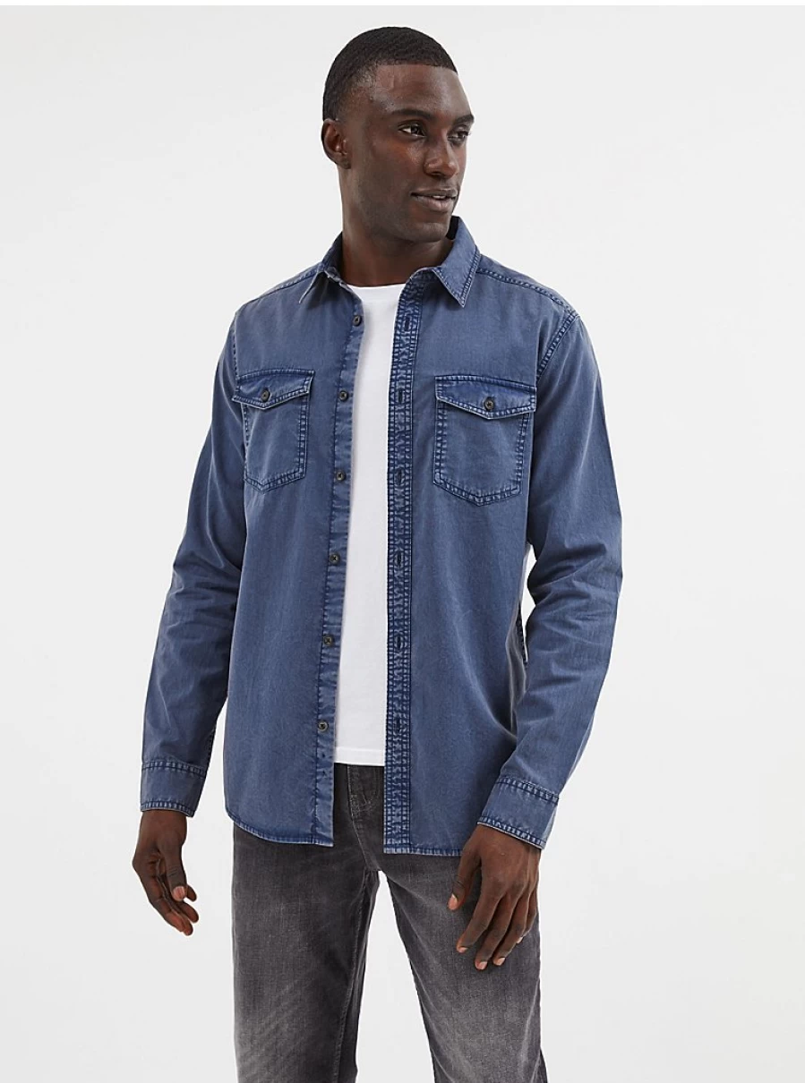 Men's Navy Long Sleeve Pocket Shirt by George at Asda – Comfort & Style Review