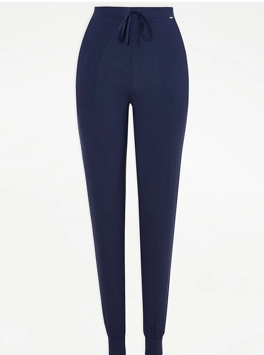 "George at Asda Navy Blue Cuffed Pyjama Pants for Women | Comfortable Sleepwear Bottoms"