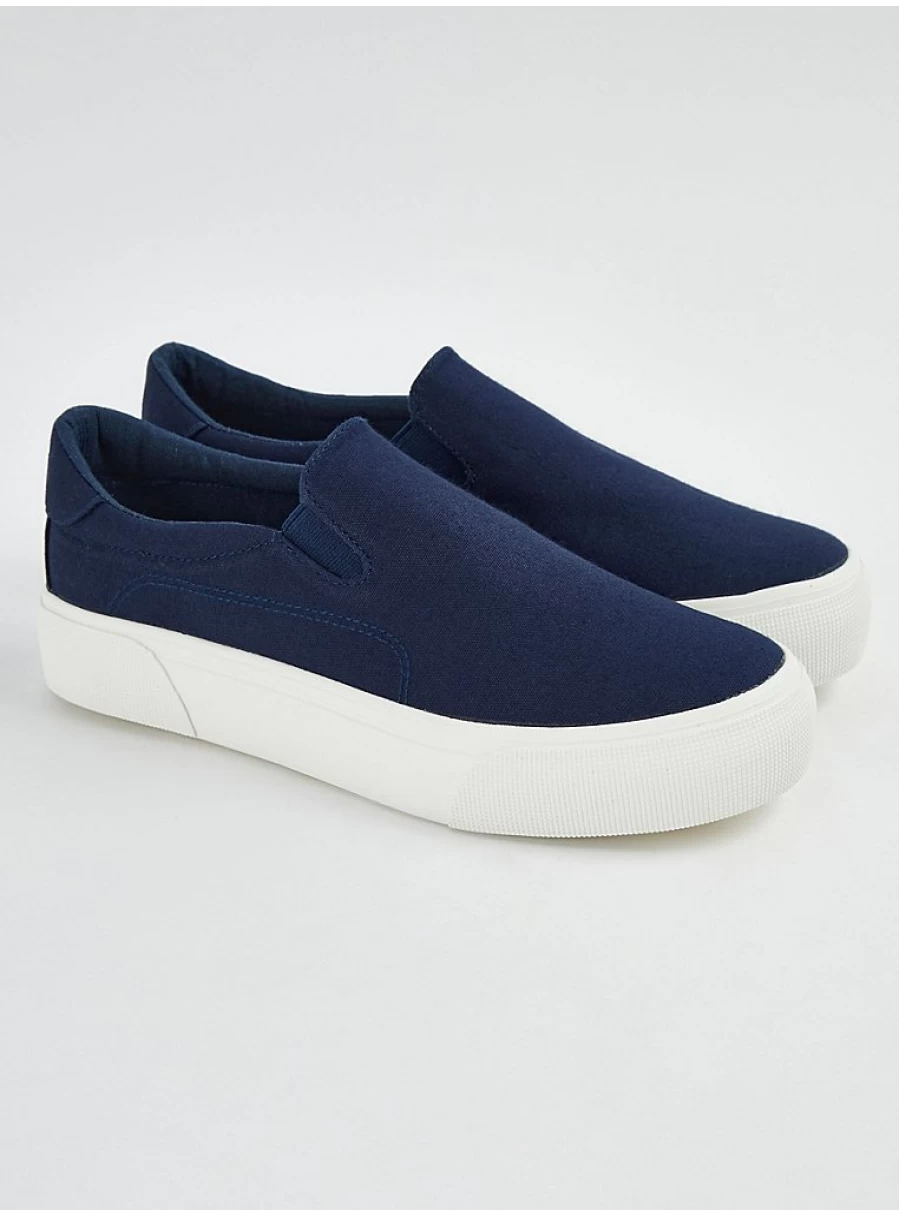 Women's Navy Blue Slip-On Canvas Pumps by George at Asda | Comfortable & Stylish Shoes