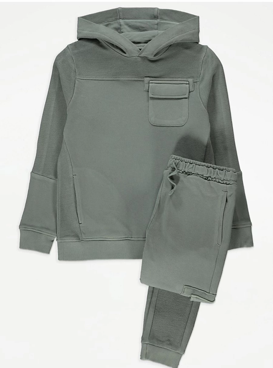 "George at Asda Boys' Khaki Utility Hoodie and Joggers Set – Kids' Outfit Review"