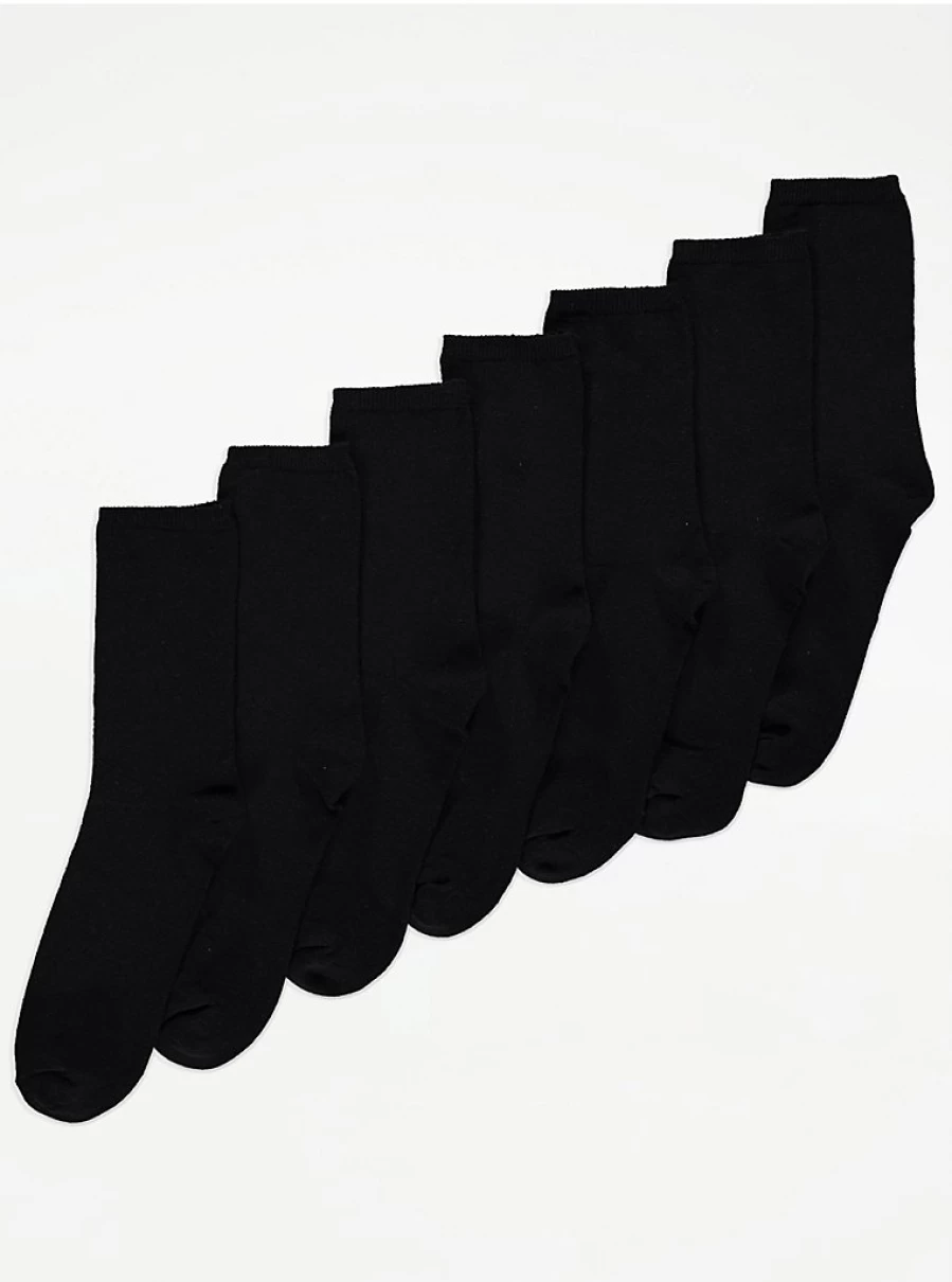 George at Asda 7-Pack Black Ankle Socks for Men & Women | Comfortable Everyday Socks