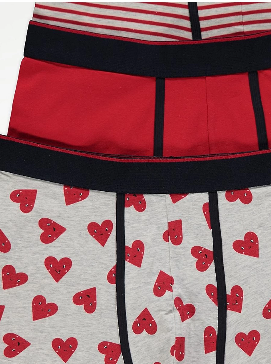 George at Asda Men's Heart Print Hipster Trunks 3-Pack - Comfortable Cotton Underwear