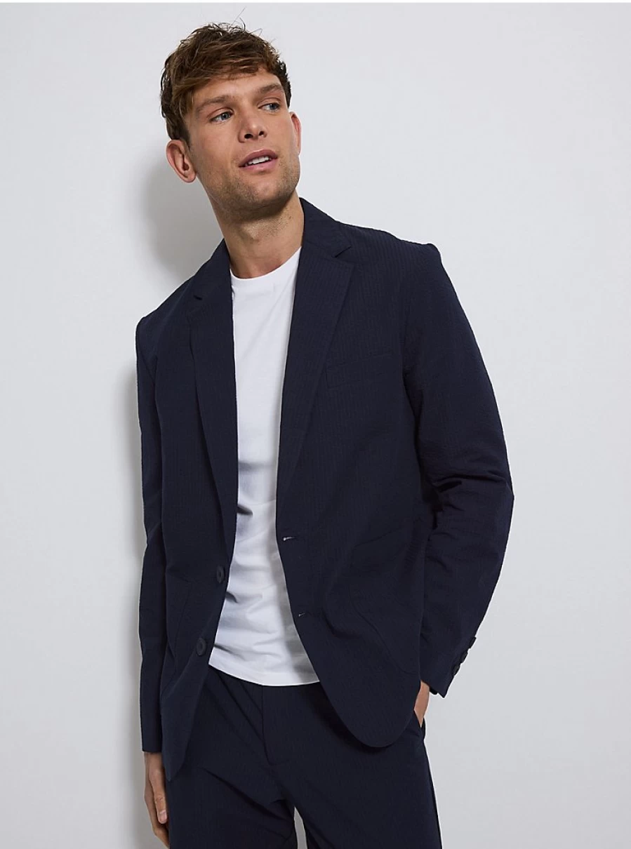 Men's Navy Seersucker Blazer & Trousers Set | Studio Edit Collection | George at Asda