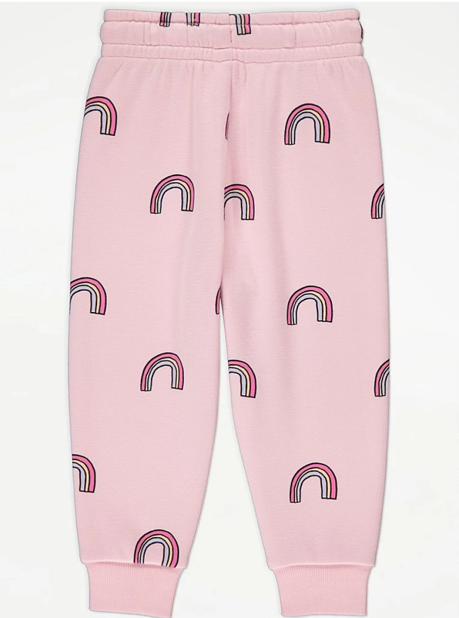 "George at Asda Kids Pink Rainbow Joggers | Comfortable & Stylish Track Pants for Children"