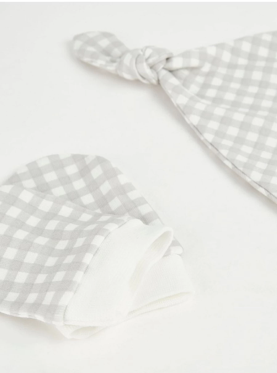 "George at Asda Baby White Stork Hat and Mittens Set - 2 Pack Warm Winter Essentials"