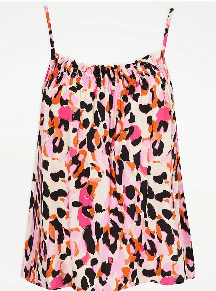 "George at Asda Women's Bright Animal Print Shirred Neck Strappy Cami Top Review"