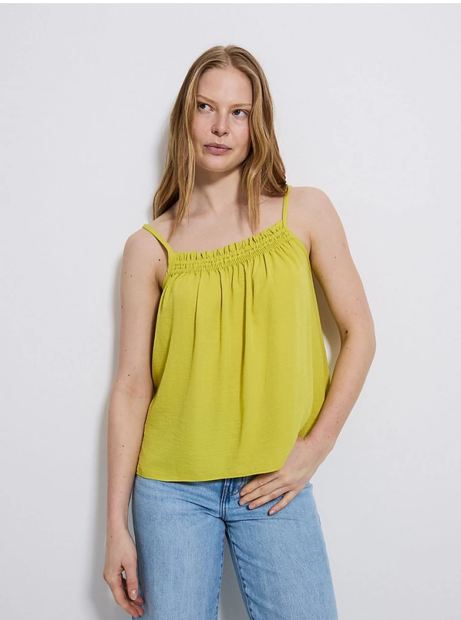 "George at Asda Women's Lime Green Shirred Neck Strappy Cami Top | Comfort Fit Summer Wardrobe Essential"