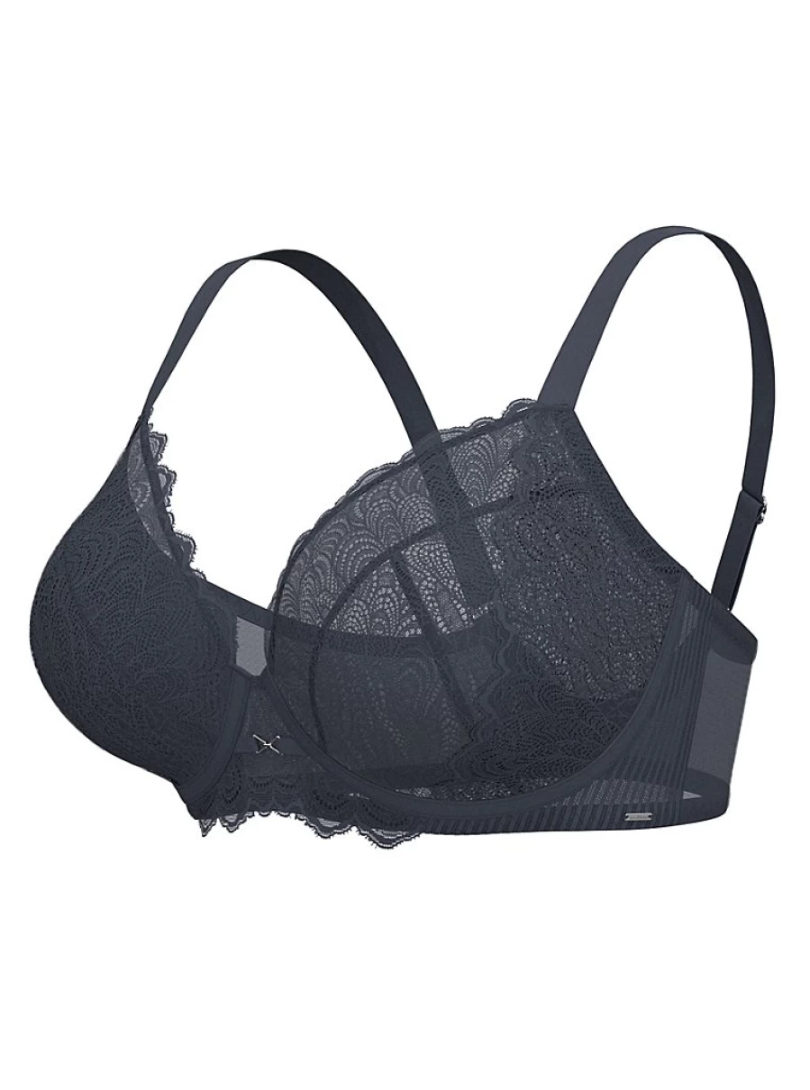 "George at Asda Women's Entice Charcoal Scallop Lace Non-Padded Bra – Comfortable Lingerie Review"