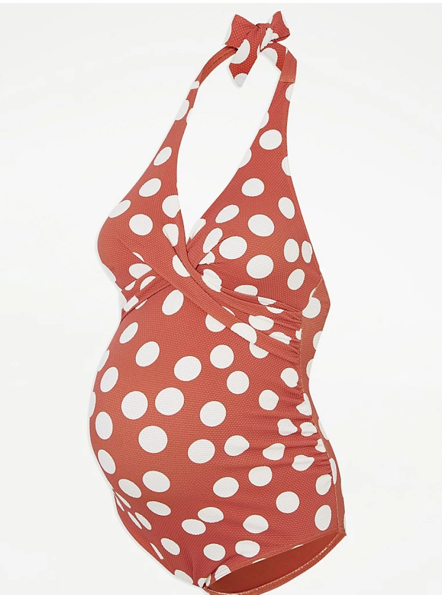 "George at Asda Women's Maternity Rust Spot Plunge Swimsuit – Comfort & Style Review"