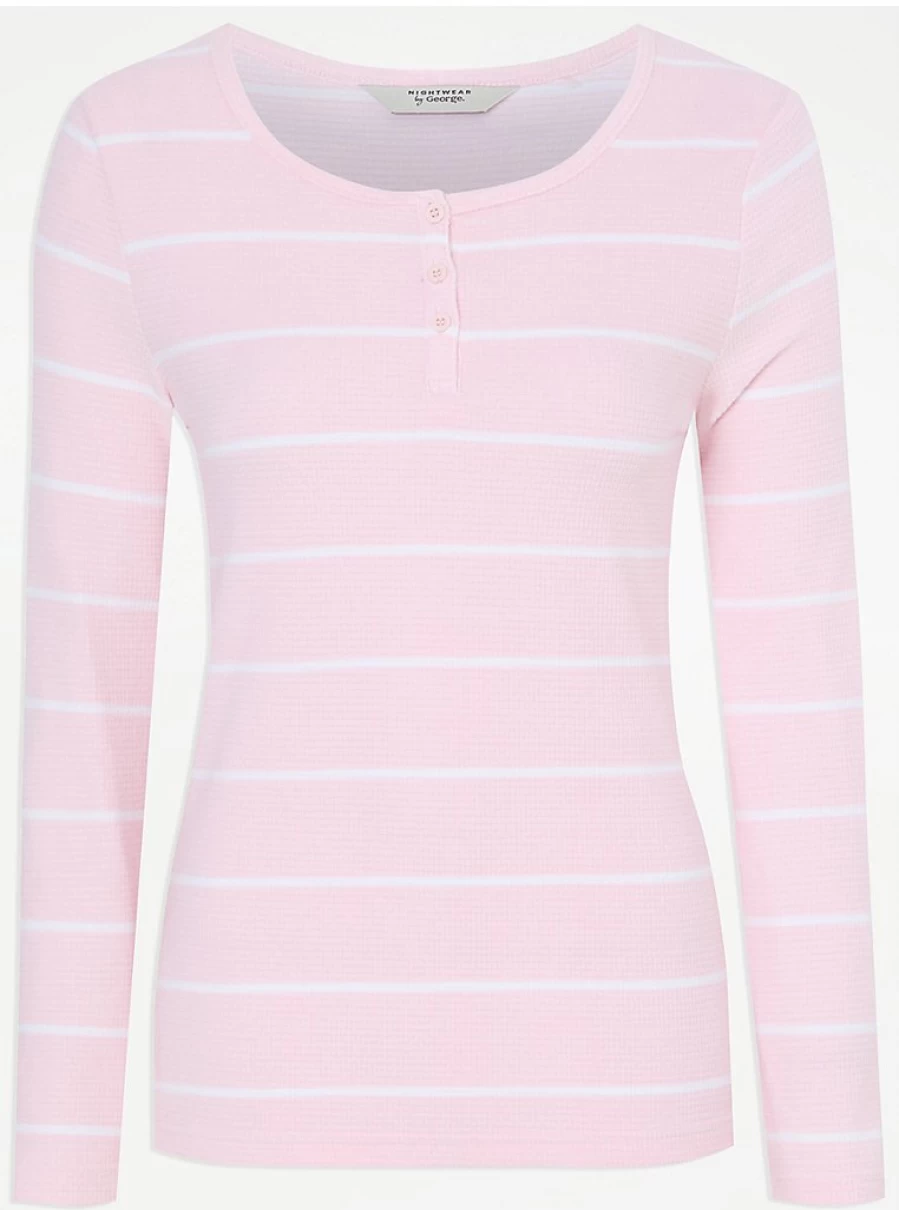 "George at Asda Pink Striped Waffle Pajama Set - Women's Comfortable Sleepwear & Loungewear Review"