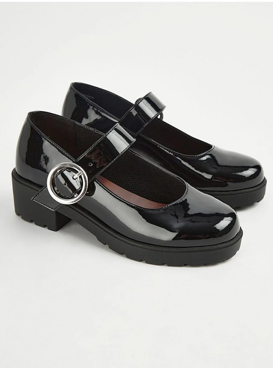 Black Patent Heeled Mary Jane School Shoes by George at Asda | Comfortable & Stylish School Footwear