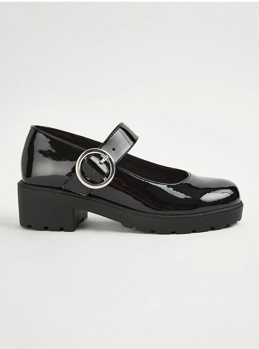 Black Patent Heeled Mary Jane School Shoes by George at Asda | Comfortable & Stylish School Footwear