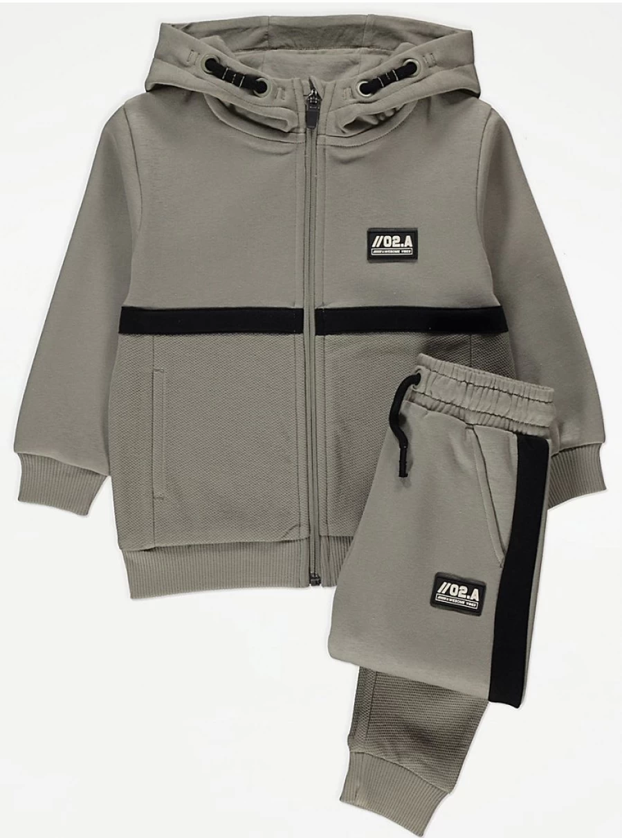 "George at Asda Boys' Khaki Stripe Hoodie and Joggers Set - Kids Outfit Review"