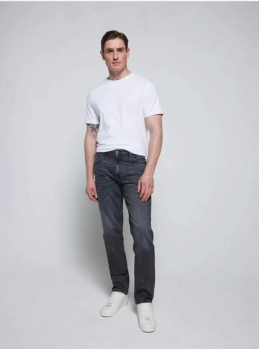 Men's Dark Grey Washed Straight Fit Jeans | George at Asda