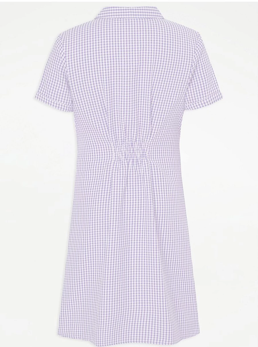 "George at Asda Girls' Lilac Gingham School Dress with Belt – Stylish & Comfortable Uniform"
