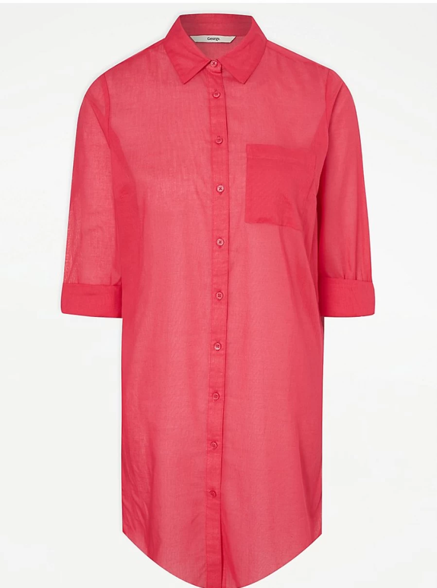 "George at Asda Women's Bright Pink Lightweight Beach Shirt – Comfortable & Stylish Summer Wear"