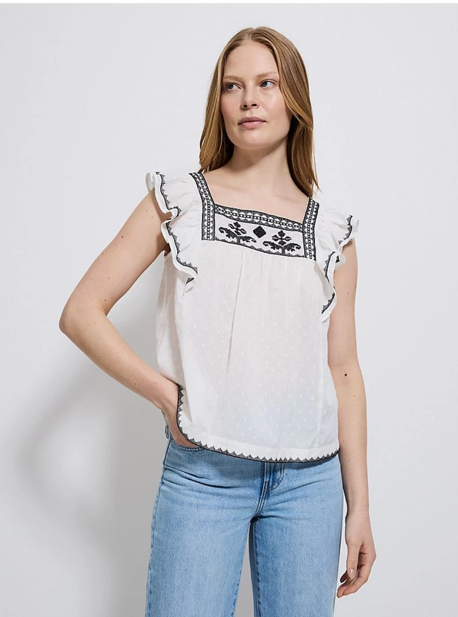 Women's White Embroidered Frilly Blouse - George at Asda | Stylish & Comfortable Top