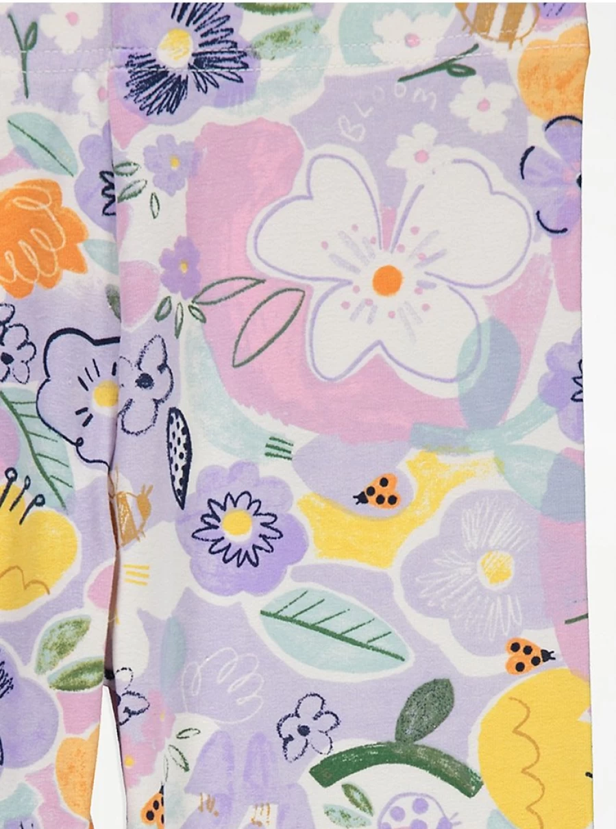 "George at Asda Kids Pastel Floral Leggings 3-Pack | Soft Comfortable Stretchy Leggings for Girls"
