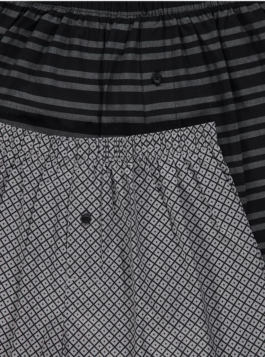 "George at Asda Men's Grey Stripe Woven Boxer Shorts 3-Pack | Comfort & Style"