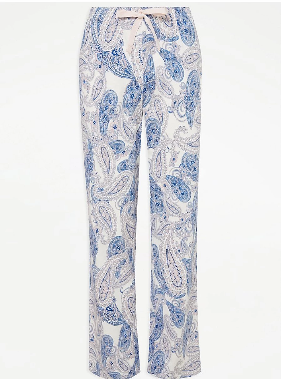 George at Asda Blue Paisley Print Cotton Pyjama Bottoms for Women - Comfortable Sleepwear Lounge Pants