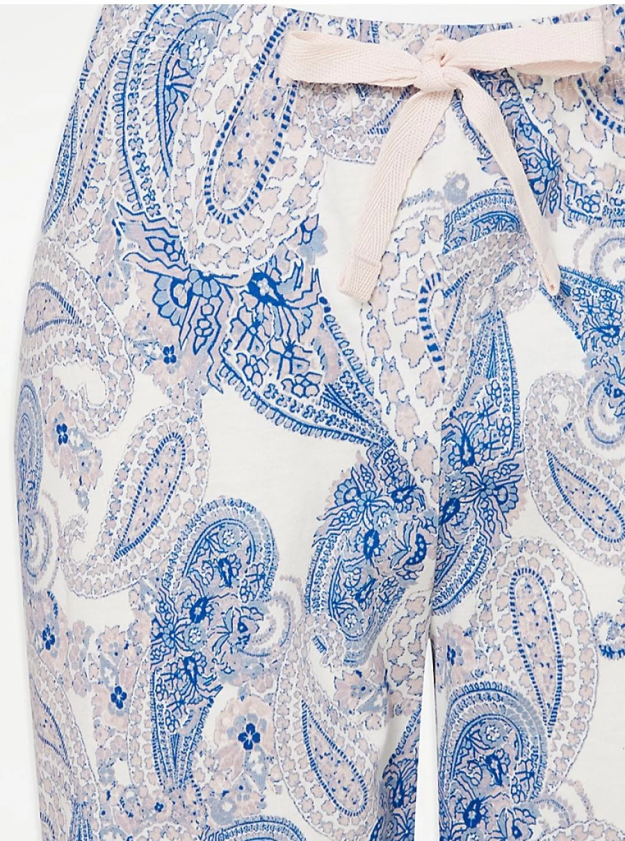 George at Asda Blue Paisley Print Cotton Pyjama Bottoms for Women - Comfortable Sleepwear Lounge Pants