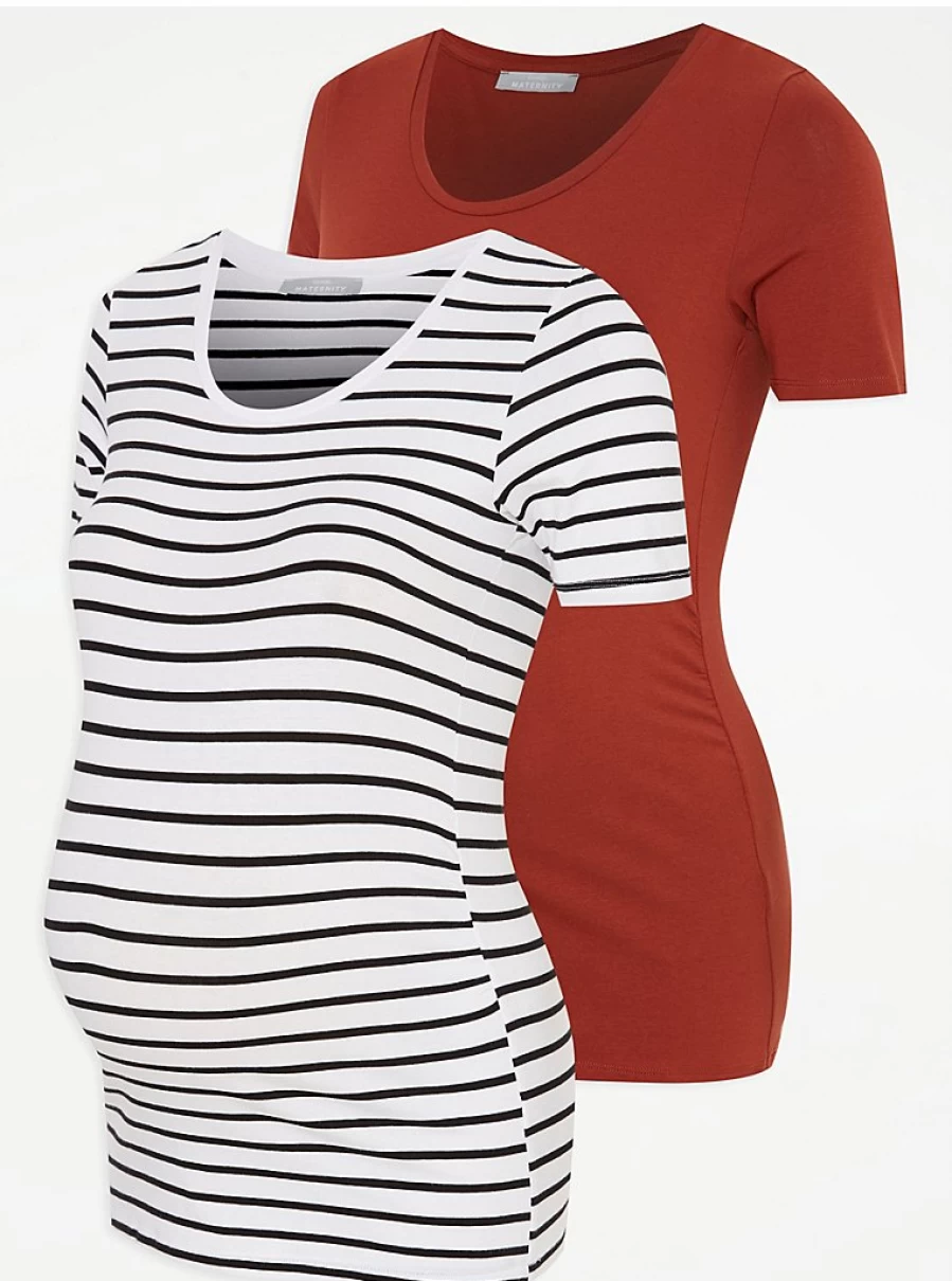 Baby George at Asda Short Sleeve Tops 2 Pack - Soft Cotton Maternity Tees for Newborns