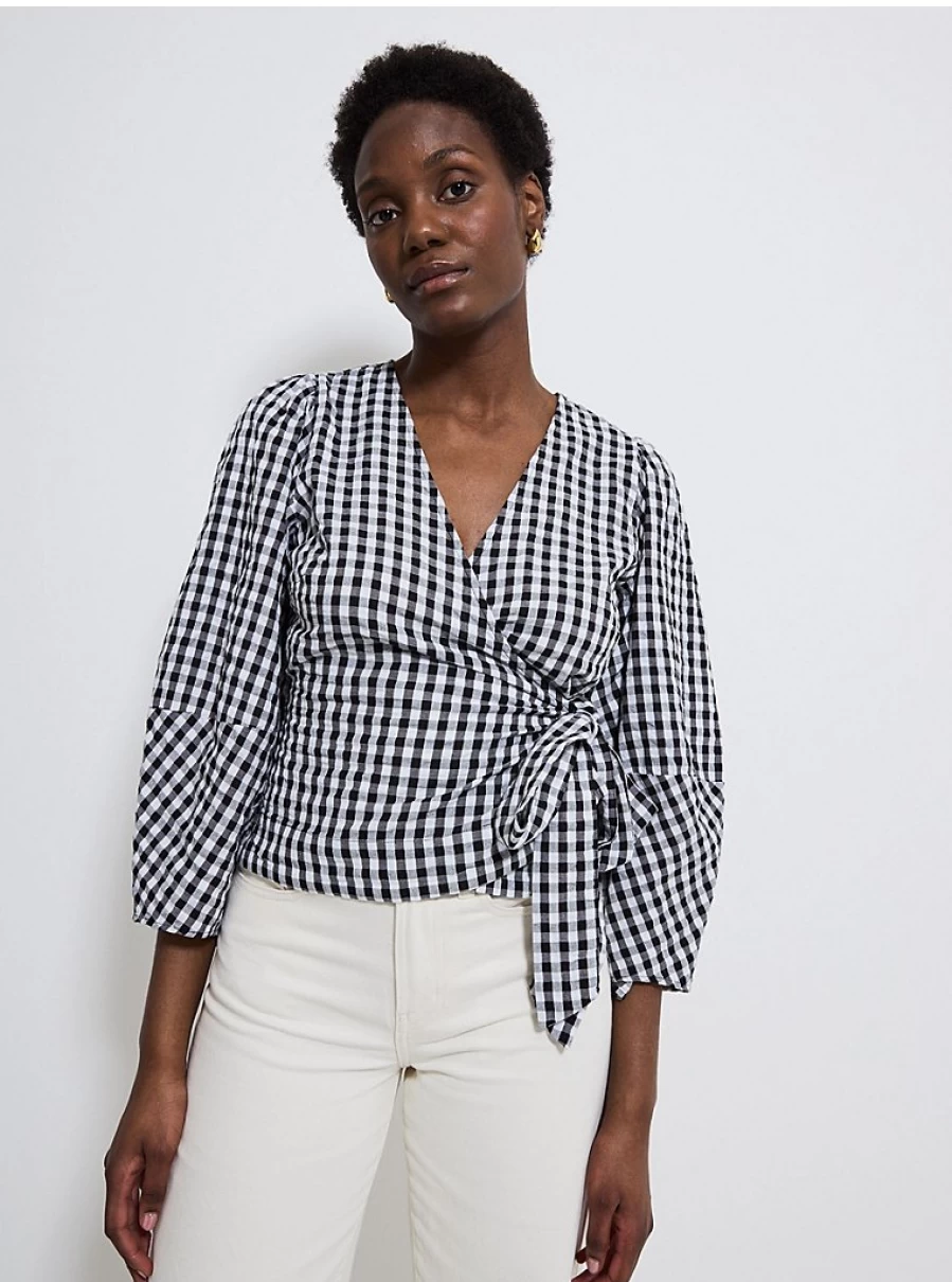 "George at Asda Women's Checked Wrap Long Sleeve Blouse – Reviews & Style Guide"