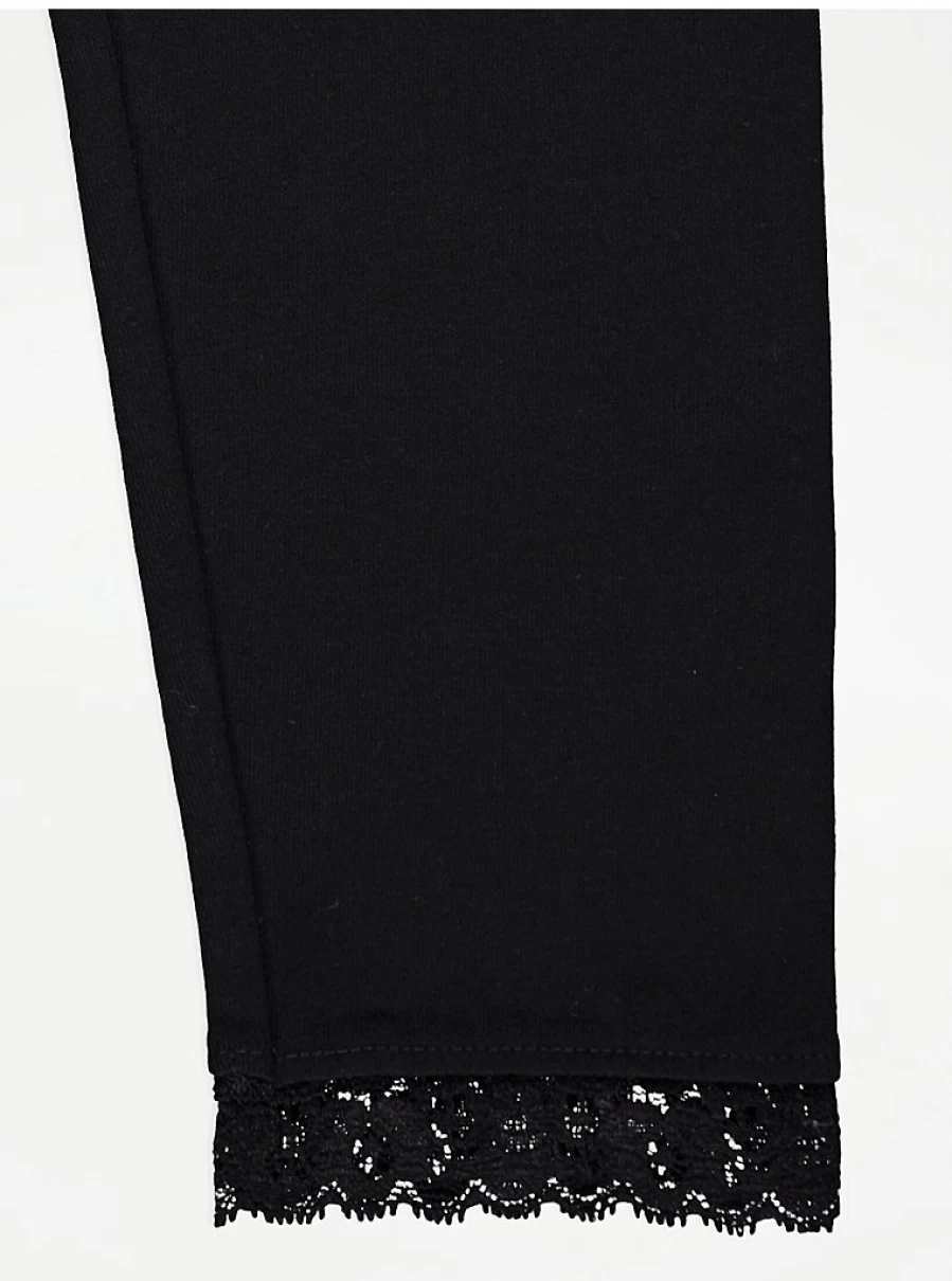 Black Lace Trim Leggings for Kids | George at Asda | Comfort & Style