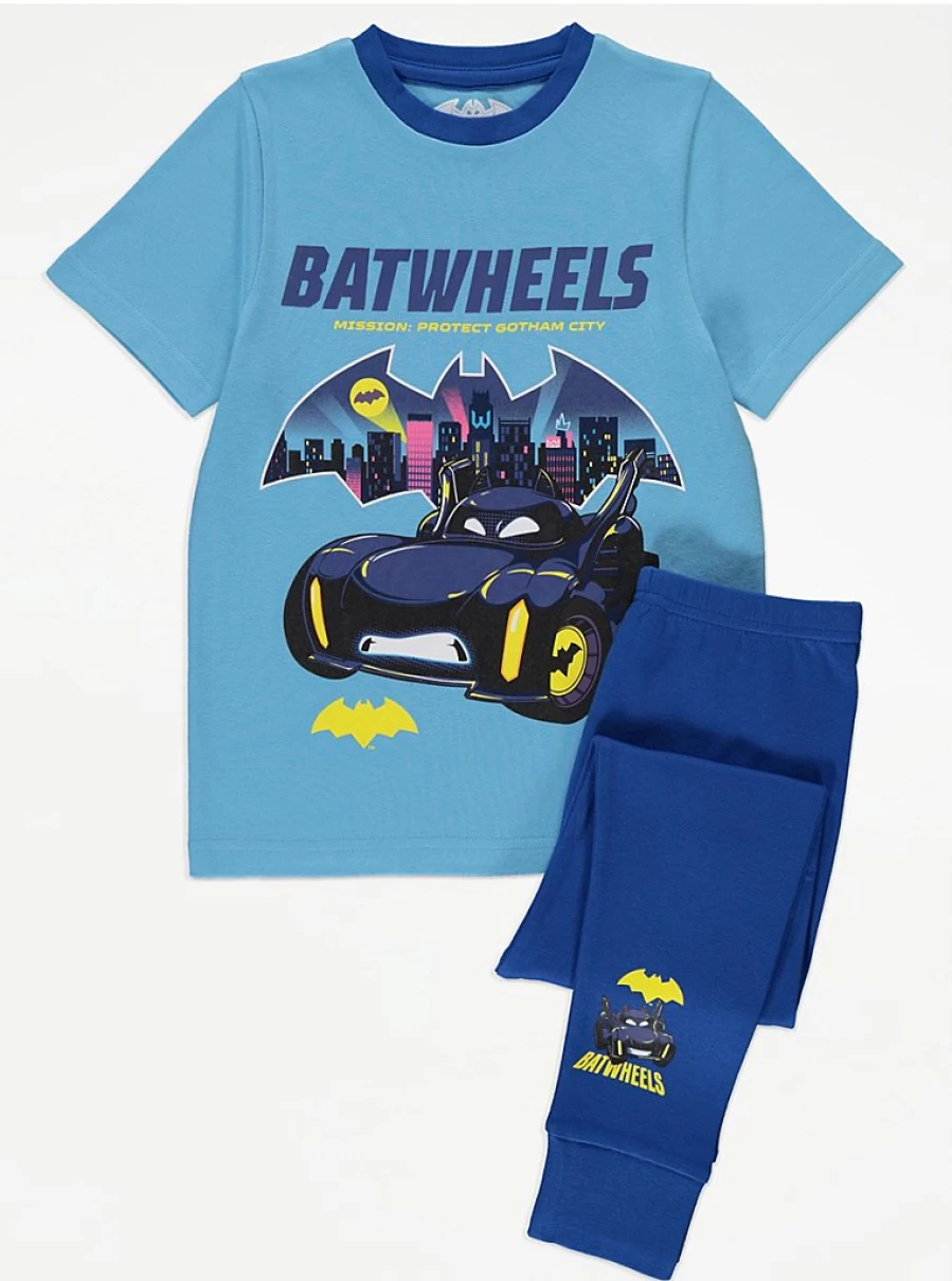 Boys Batman Blue Batwheels PJ Set | Short Sleeve Pyjamas | DC Comics | George at Asda