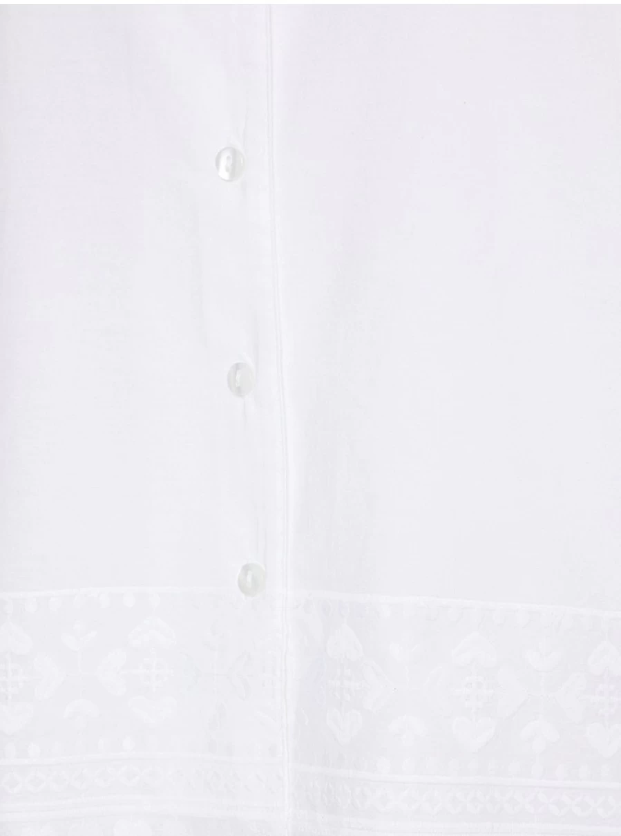 "George at Asda White Embroidered Hem Woven Pyjama Shirt | Women's Lingerie & Sleepwear"