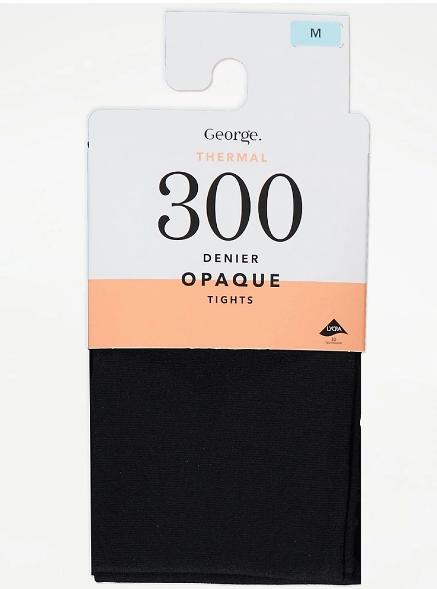 George at Asda Black 300 Denier Opaque Tights - 1 Pack | High-Quality Opaque Tights for Women | Warm & Durable