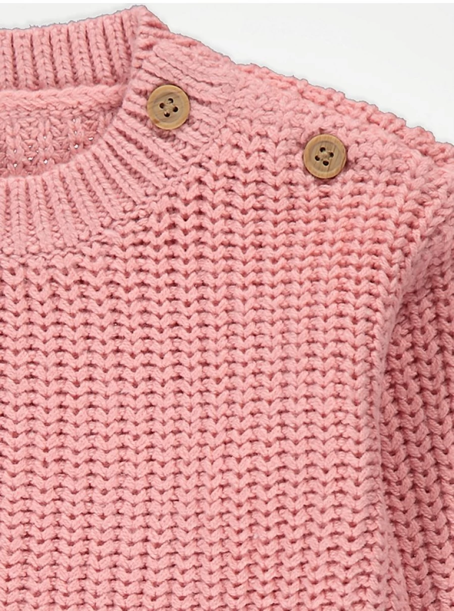 "George at Asda Baby Pink Chunky Rib Knit Jumper | Soft Knitted Sweater for Infants"
