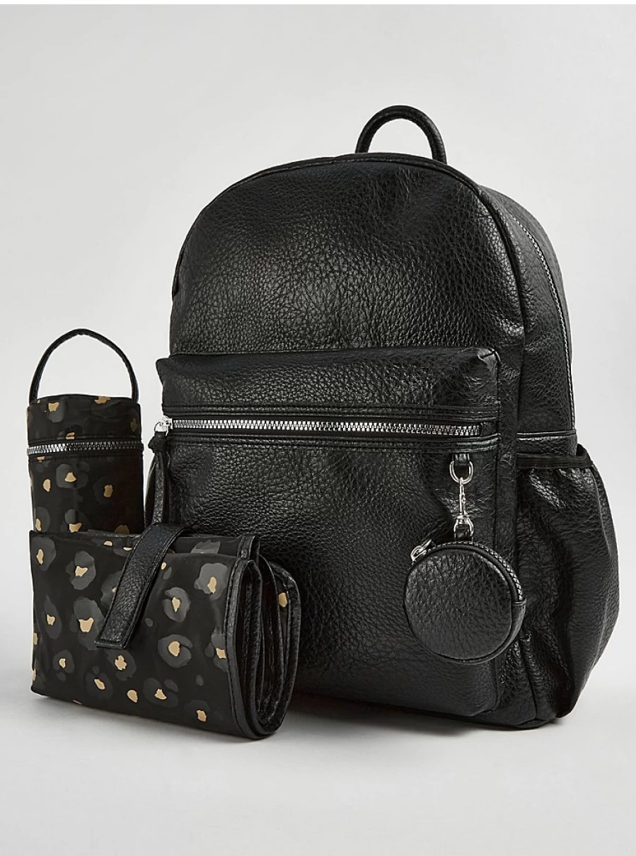 "George at Asda Black Animal Print Baby Changing Bag – Stylish & Practical Diaper Bag for Infants"