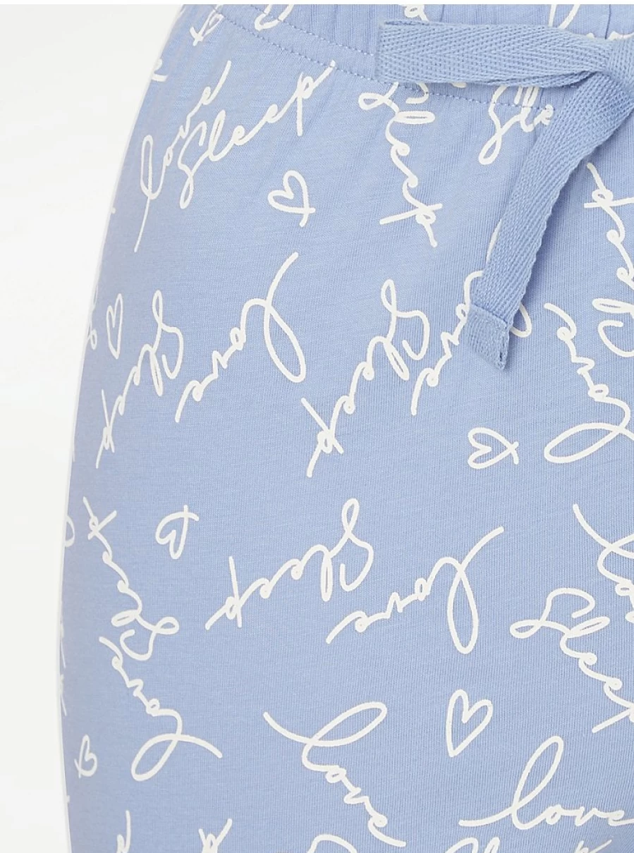 "George at Asda Light Blue Slogan Pyjama Pants | Women's Comfortable Sleepwear & Loungewear"