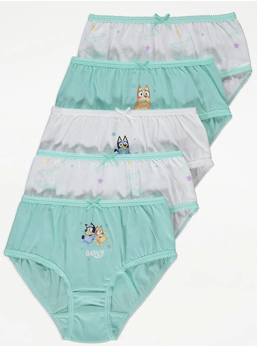 "George at Asda Kids' Bluey Aqua Briefs 5-Pack | Comfortable Swim Underwear for Children"