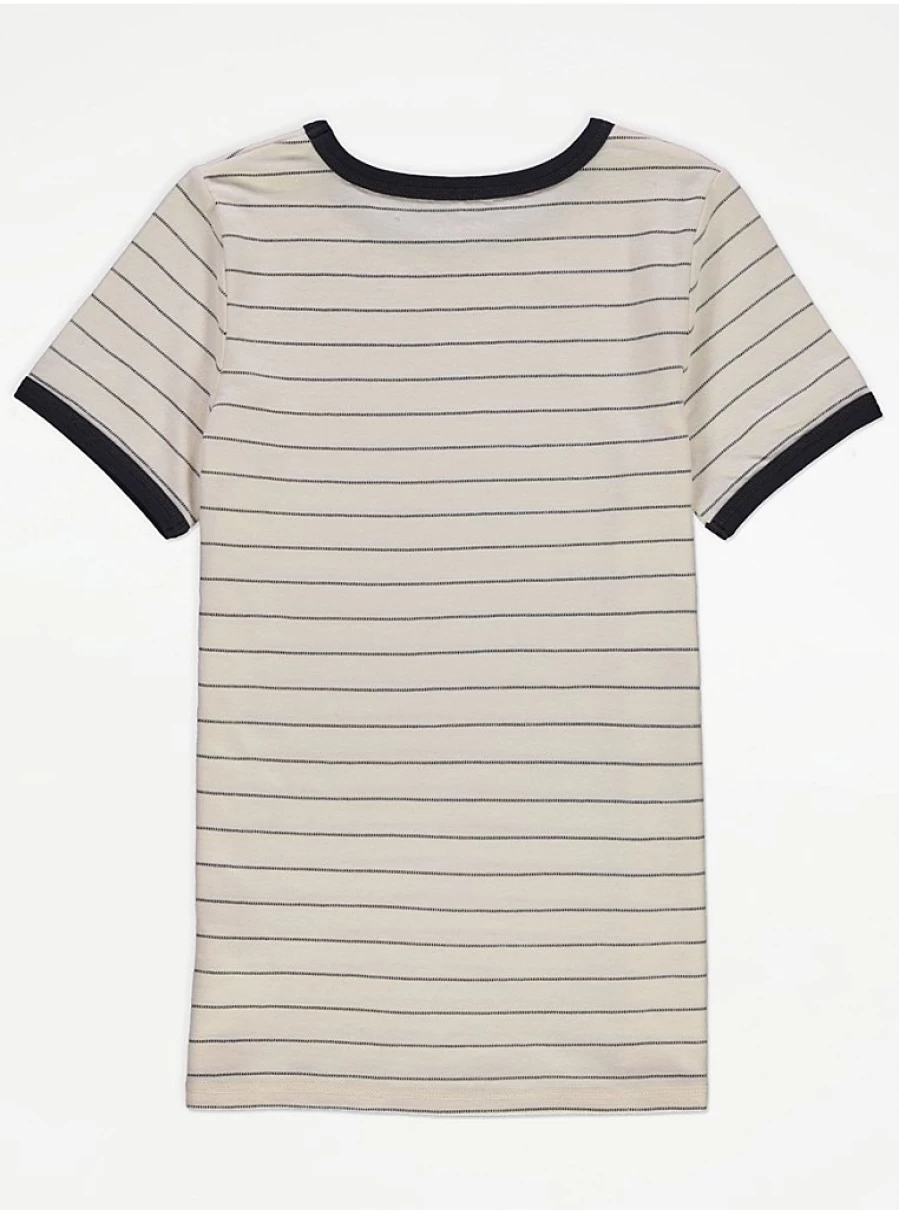 Boys' Cream Stripe Contrast Trim Short Pyjamas | George at Asda