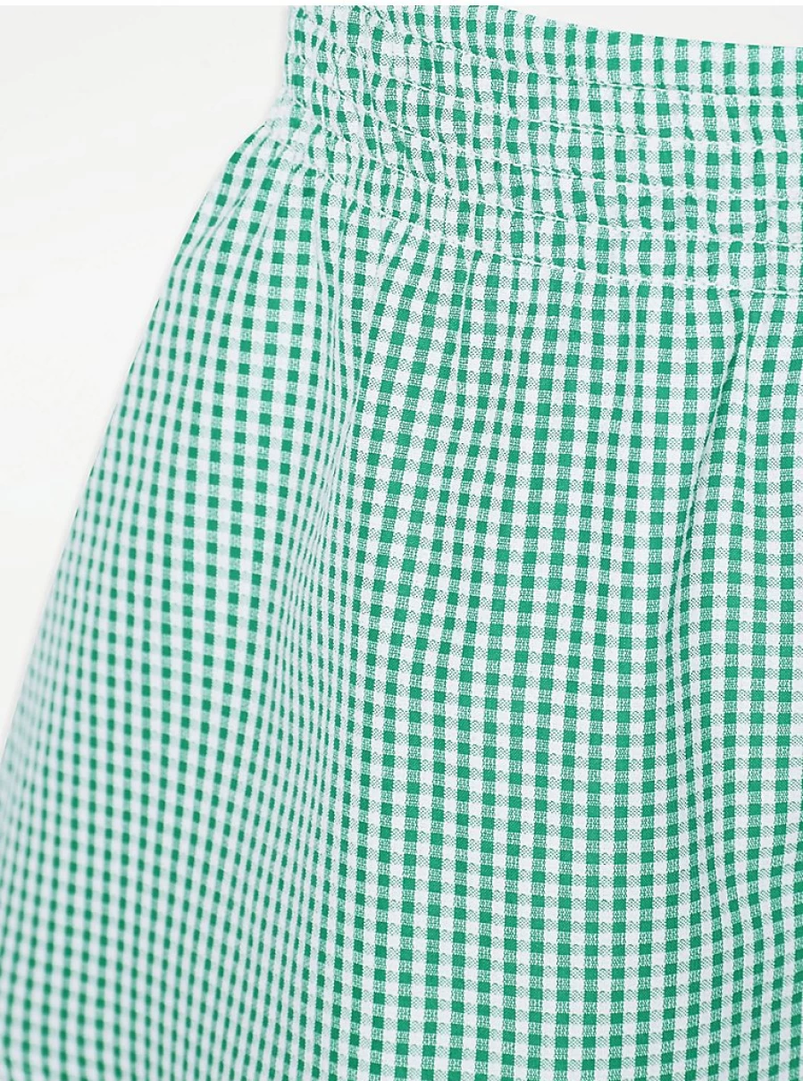 "George at Asda Girls' Green Gingham Layered School Skirt – Stylish & Comfortable Uniform Essential"