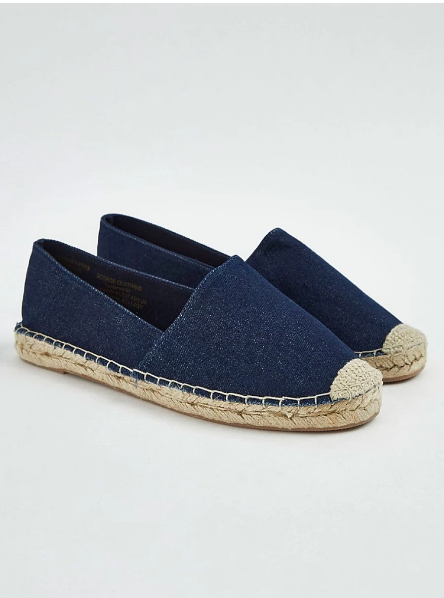 Women's Navy Blue Denim A-Line Espadrille Shoes by George at Asda | Comfort & Style