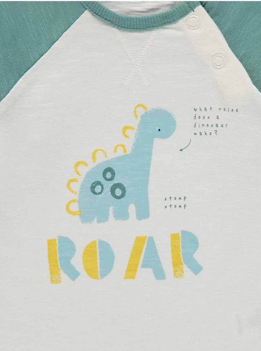 George at Asda Baby Boys/Girls Dinosaur Print Long Sleeve Tops 3-Pack Set