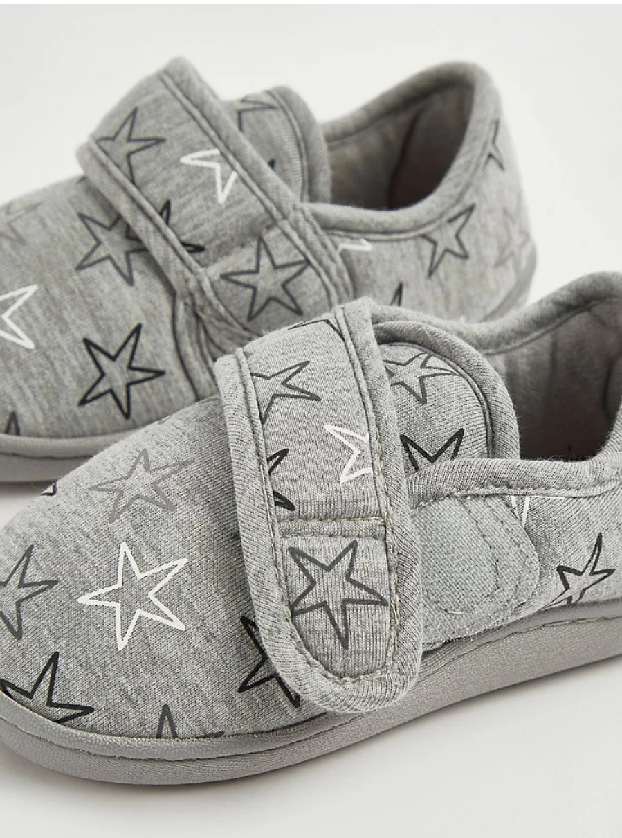 George at Asda Boys Grey Star Print Cupsole Slippers – Comfortable Kids House Shoes Review