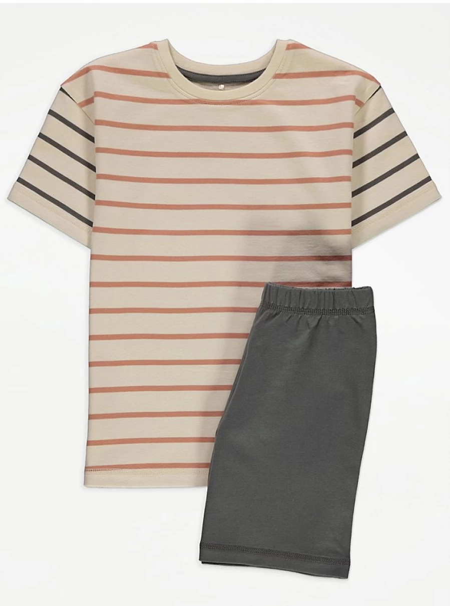 Boys' Neutral Stripe Short Pyjamas | George at Asda | Comfortable Kids Sleepwear
