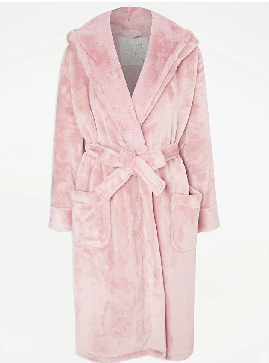 "George at Asda Pink Plush Dressing Gown | Soft Women's Lingerie Robe Review"