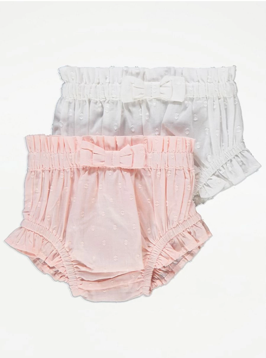 "George at Asda Baby Woven Frill Bloomers 2-Pack – Soft & Stylish Infant Bloomers"