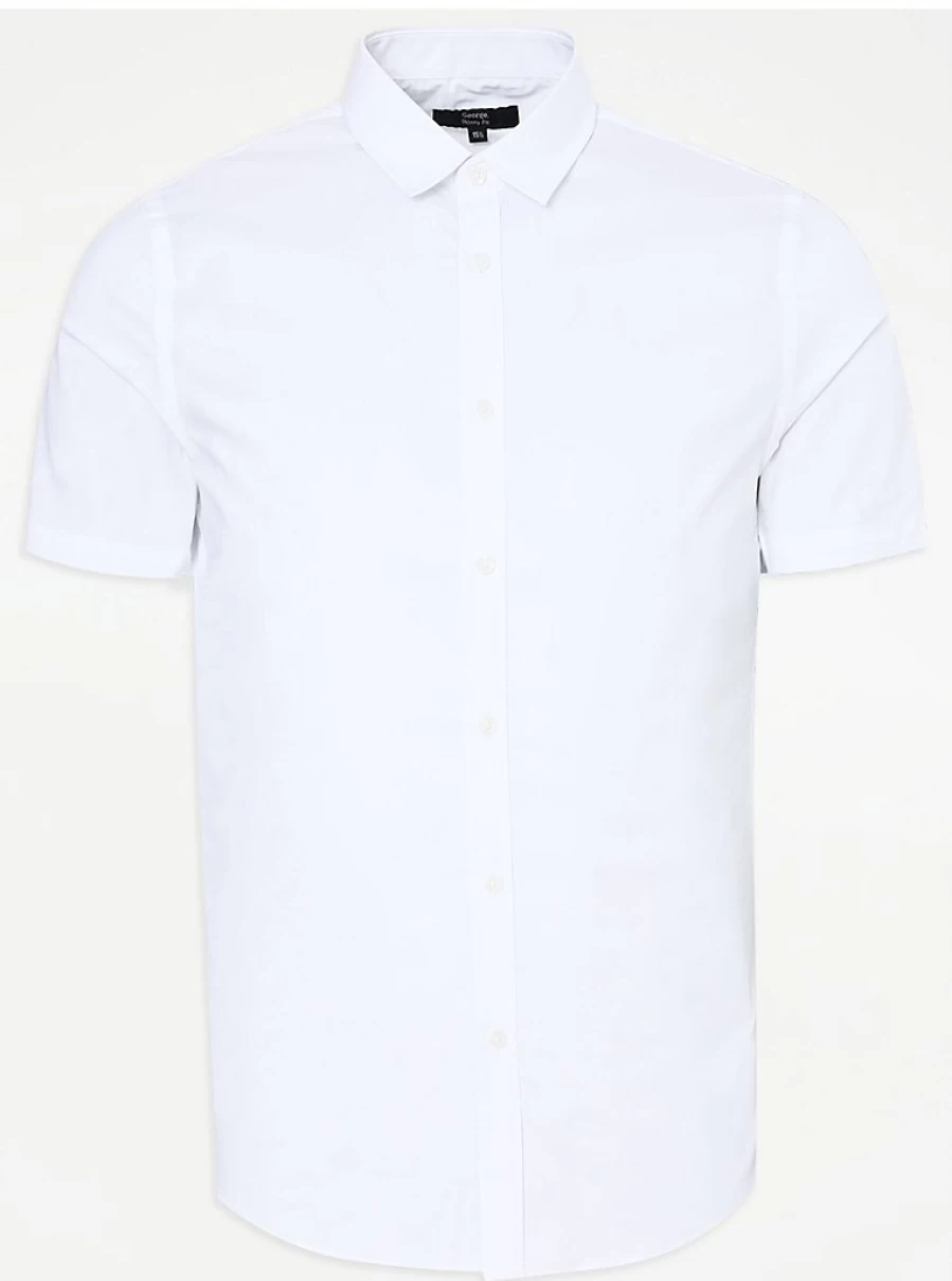 Boys' White Slim Fit Short Sleeve Formal Shirt | George at Asda