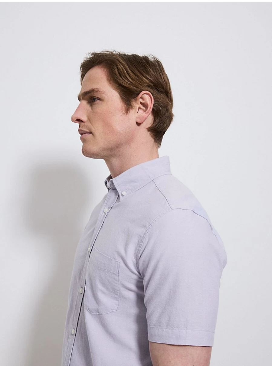 Men's Lilac Regular Fit Short Sleeve Oxford Shirt | George at Asda