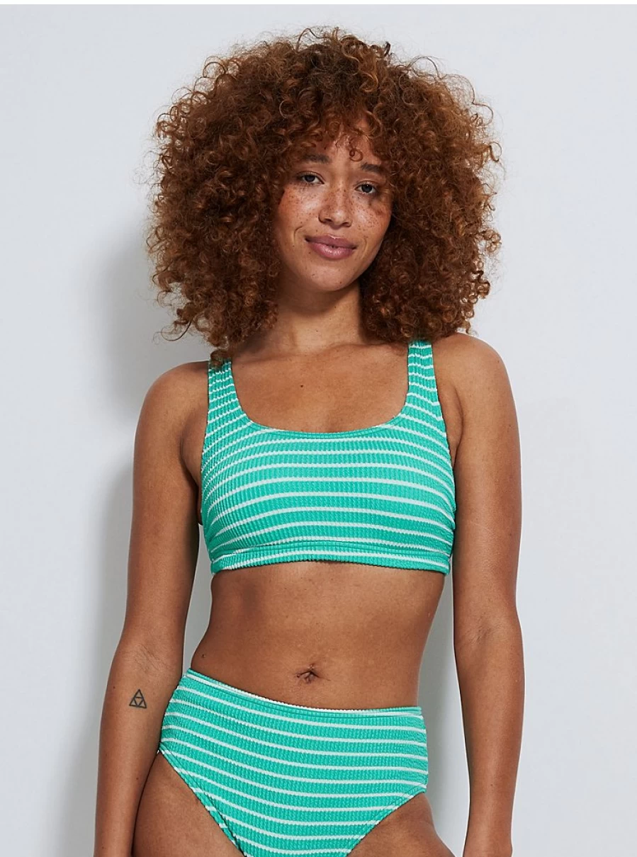 Women's Aqua Textured Bikini Set - George at Asda High Waisted Bottoms & Matching Top