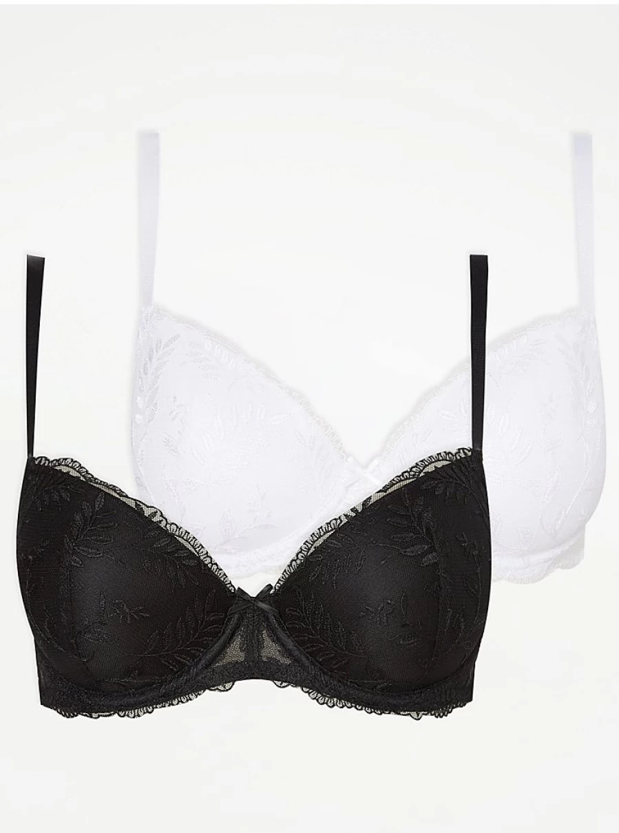 "George at Asda Women's Embroidered T-Shirt Bra 2 Pack | Comfortable Lingerie Set Review"