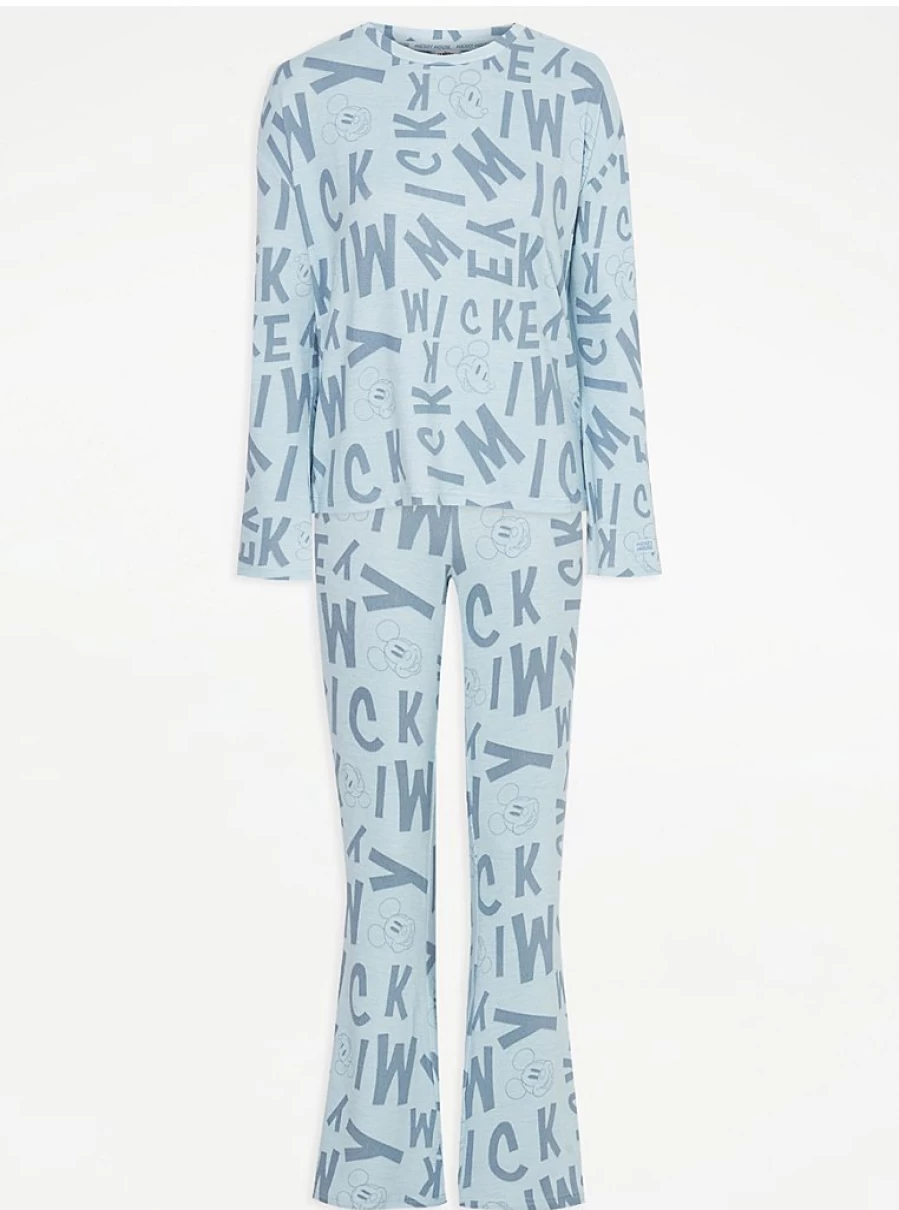 Disney Mickey Mouse Blue Brushed Flannel Pyjamas Set | George at Asda Sleepwear for Men & Women