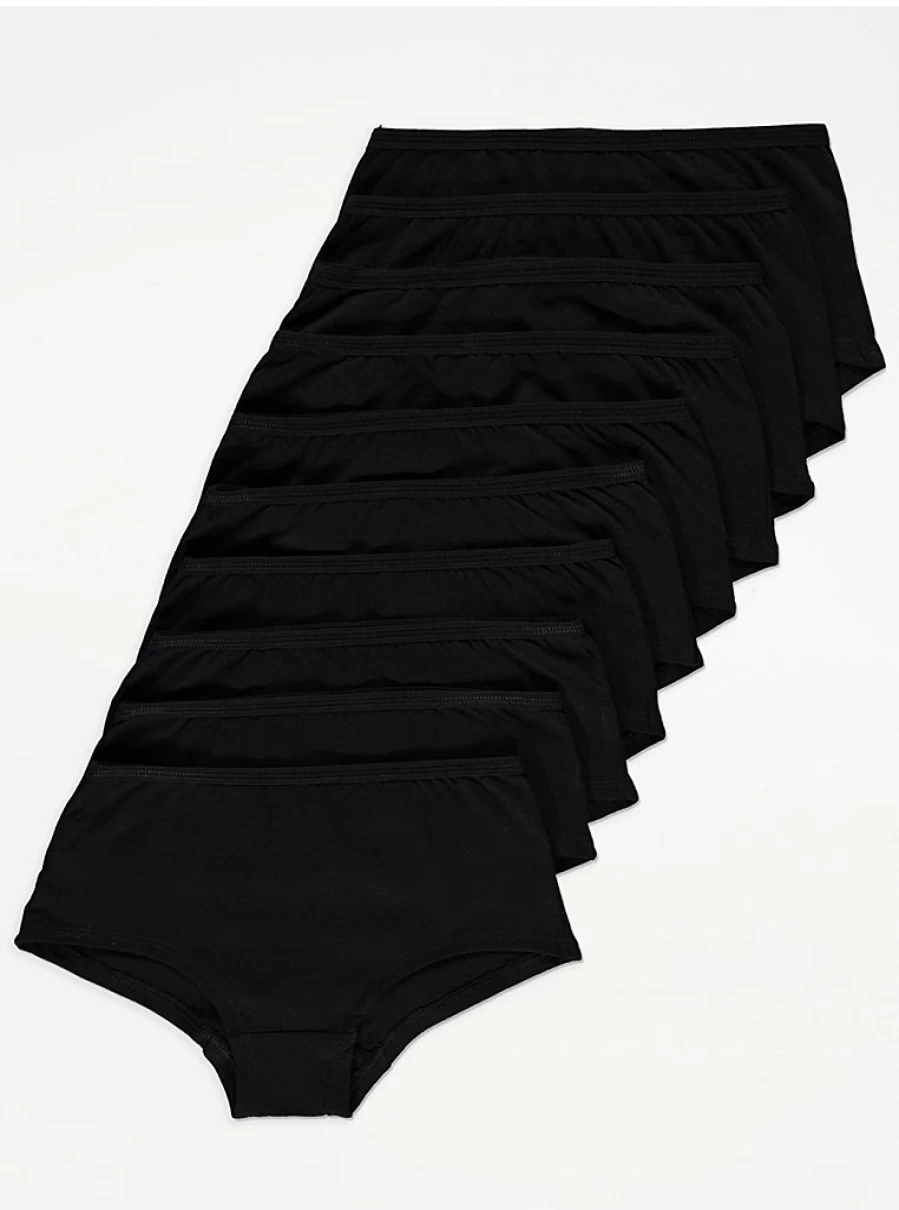 "George at Asda Kids Black Basic Shorts 10-Pack | Comfortable & Durable Multi-Pack Shorts for Children"